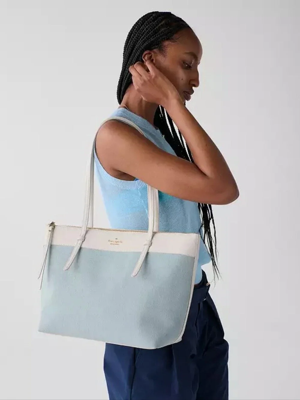 Kate Spade Limited Edition All Day Denim Tote Bag Pebbled Leather NWT